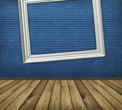 Vintage blue interior with wooden floor