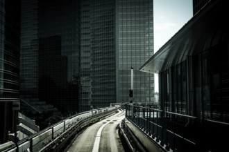 Tokyo skyline seen from the yurikamome. Shooting Location: Tokyo metropolitan area