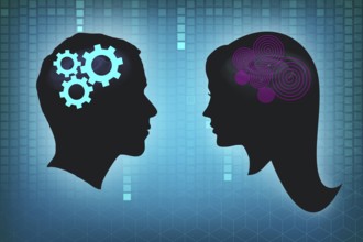 Man head with gears. Human head thinking