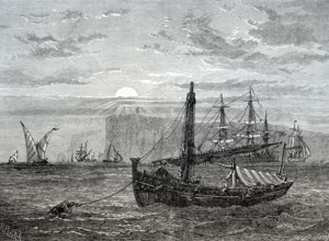 Historical view of Cape Trafalgar, Province of Cádiz, Spain, 18th century, From British Battles on