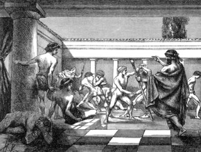 Young Spartans Exercising at the Dromos of Sparta, ancient Greece