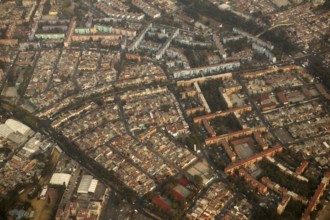 Mexico df city town aerial view from airplane central america