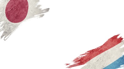 Flags of Japan and Luxembourg on White Background