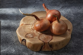 Onion Fruits On Wooden Board