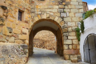 River door Arco del Cristo in Caceres of Spain at Extremadura