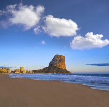 Arenal Bol beach in Calpe also Calp in Alicante of spain at Costa Blanca Arenal-Bol Ifach penon