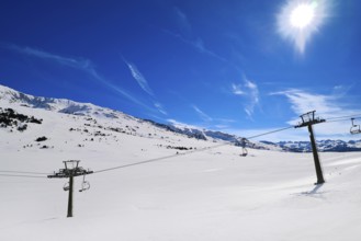Baqueira Beret in Lerida Catalonia ski spot resort in Aran Valley of Pyrenees Spain