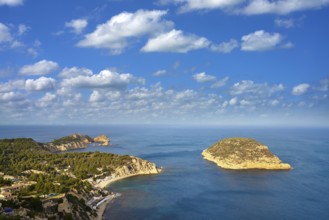 Javea Xabia Mediterranean sea aerial from La Falzia point in Alicante Spain