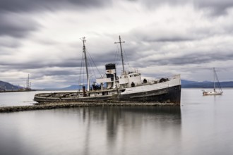 The wreck of the ship Saint Christopher in Ushuaia, Tierra del Fuego province, Argentina, South