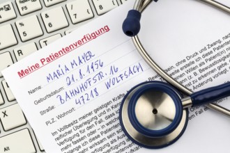 A living will in German. Instructions for the doctor or hospital in the event of a terminal illness