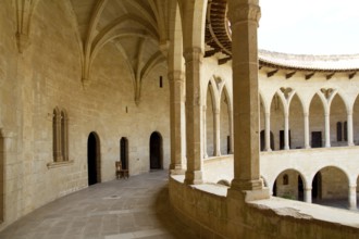 Bellver Castle Castillo cloister corridor in Majorca at Palma de Mallorca Balearic Islands
