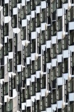 Brussels European Quarter, Belgium, March 15, 2023, Abstract patterns and lines of windows and