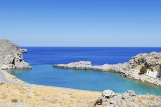 Agios Pavlos beach near the village of Lindos in Rhodes, Greece, Europe