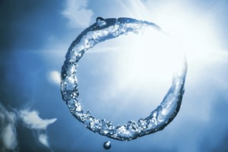 Bubble ring Underwater ascends towards the sun