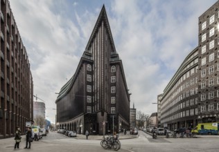 Hamburg Kontorhaus CHILEHAUS, built 1922-24 by Fritz Höger, view from the east, Kontorhaus