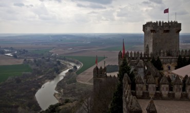 South tower from the north and view of the Río Guadalquivir valley