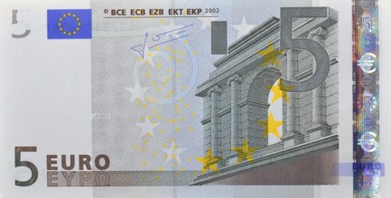 5-euro note, banknote, front, 5s, banknotes, currency, five, 5, Fünfer studio photo, Federal