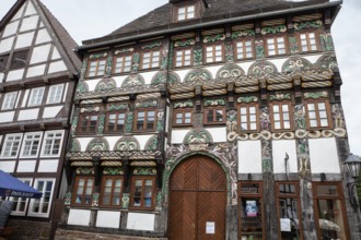 Half-timbered house, Weser Renaissance style, Hoexter, Weser Uplands, North Rhine-Westphalia,