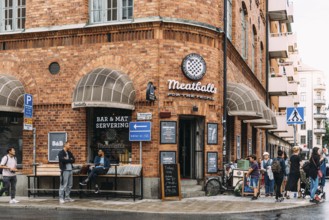 Stockholm, Sweden, August 8, 2019: Hipster restaurant in Sofo, the trendiest neighbourhood in