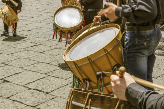 Detail of some drummers men in a day of celebration