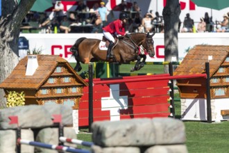 Calgary, Canada, Sept., 7, 2024. Amy Millar of Canada, riding Truman compete in the BMO Nations Cup
