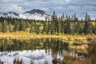 Jasper National Park in the Rocky Mountains of Canada. Patricia Lake. Adorable little lake