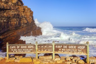 South Africa. Powerful ocean surf. Cape of Good Hope at the southern tip of the Cape Peninsula.