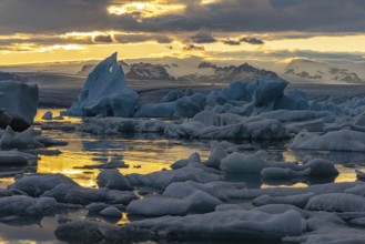 Evening at Jökulsarlon, south coast, Iceland, Europe