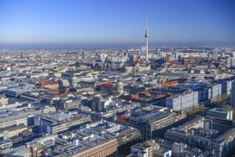 Aerial view, TV tower, Leipziger Straße, Friedrichsstraße, Berlin Cathedral, Gendarmenmarkt, Berlin