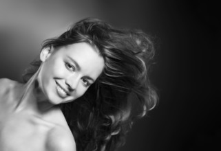 Beauty fashion portrait of young woman. Momochrome shot