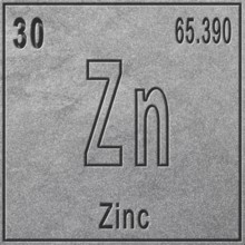 Zinc chemical element, Sign with atomic number and atomic weight, Periodic Table Element, silver