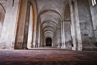 Colonnade of a monastery next to the nave