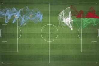 Micronesia vs Madagascar Soccer Match, national colors, national flags, soccer field, football