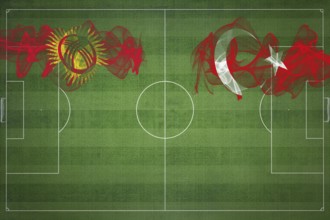 Kyrgyzstan vs Turkey Soccer Match, national colors, national flags, soccer field, football game,