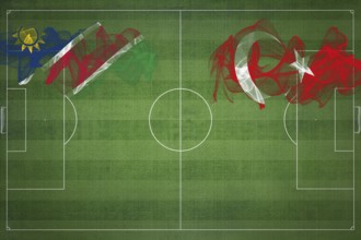 Namibia vs Turkey Soccer Match, national colors, national flags, soccer field, football game,