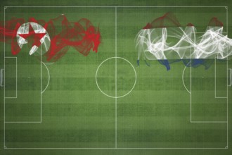 North Korea vs Netherlands Soccer Match, national colors, national flags, soccer field, football