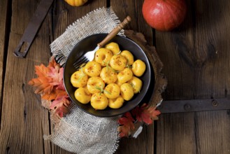 Delicious autumn dumplings with Hokkaido pumpkin puree