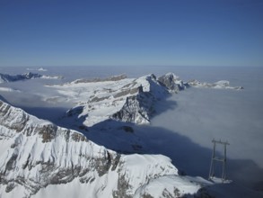 Look down from the Titlis, sea of fog and mountains