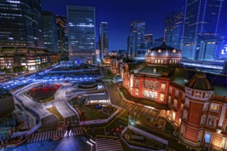 Light-up of Tokyo Station, night view. Shooting Location: Tokyo metropolitan area