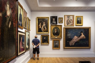 Man admiring artwork, Museo de Bellas Artes, Bilbao, Spain, Europe
