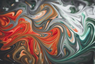 Colorful liquid paints mixed together creating modern abstract