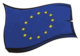 European Union flag created in graffiti paint style
