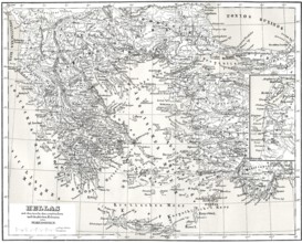 Historical map of ancient Greece with Asian and Thracian Colonies
