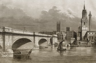 Kingston Bridge, London, England, 19. Jahrhundert