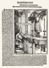 He legend of Wilgefortis, Kümmernis, Uncumber, 1507, Hans Burgkmair the Elder, facsimile of the