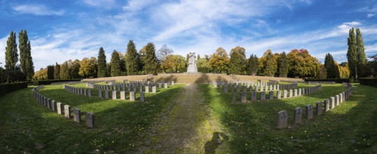 Anderlecht, Brussels, Belgium, 10 11 2018: Memorial sign and graveyards of the world war, Europe