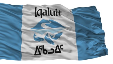 Iqaluit City Flag, Country Canada, Nunavut Province, Isolated On White Background