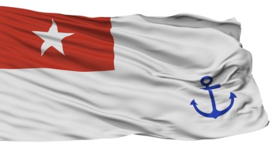 Myanmar Naval Ensign Flag, Isolated On White Background