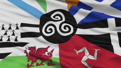Combined Of The Celtic Nations Flag, Close Up View