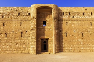 Entrance to desert castle Qasr Kharana, Al Kharaneh near Amman, Jordan. Built in 8th century, used